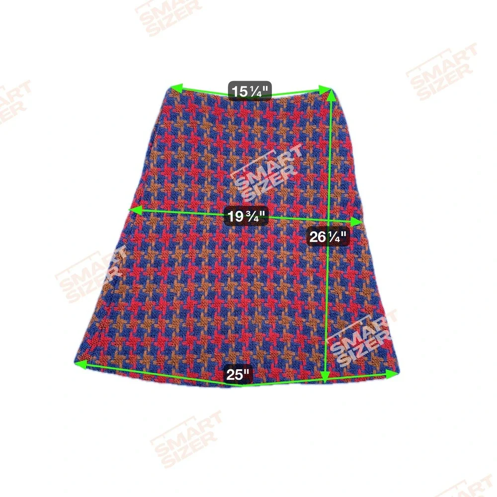 Boden Houndstooth Wool Blend A-Line Skirt Size US 6 UK‎ 10 Red Blue Gold